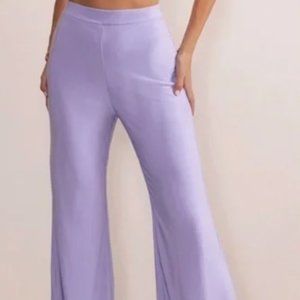 High waisted lilac ribbed stretchy pants